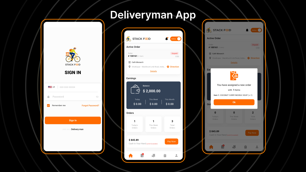 StackFood Multi Restaurant – Food Ordering Delivery Man App v8.3