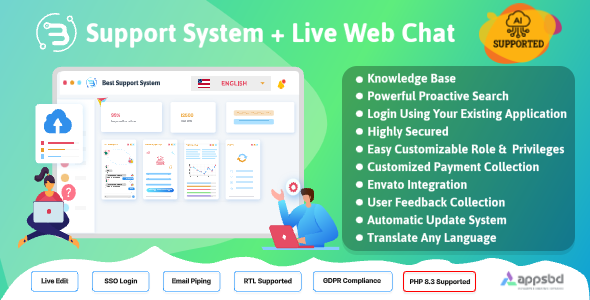 Support System v4.1.7 – Live Web Chat & Client Desk & Ticket Help Desk – nulled