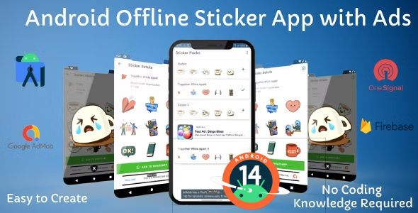 Whatsapp Sticker App (Offline) with Admob and OneSignal Push Notification for Android v1.4