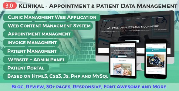 Klinikal v3.0 – Appointment & Patient Data Management Responsive Web Application