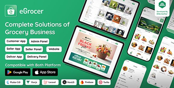 eGrocer v2.1.0 – Online Multi Vendor Grocery Store, eCommerce Marketplace Flutter Full App with Admin Panel – nulled