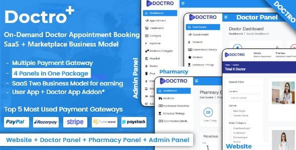 Doctro v10.0.0 – On-Demand Doctor Appointment Booking SaaS Marketplace Business Model – nulled