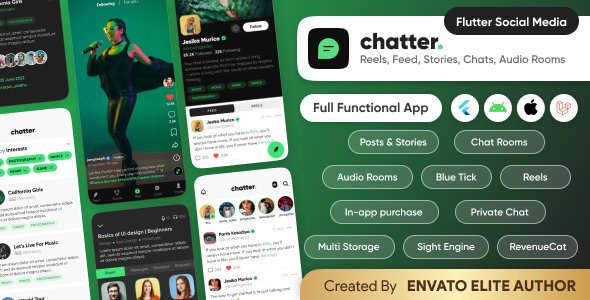 Chatter – Ultimate Social Media with Chat Rooms, Posts, Stories