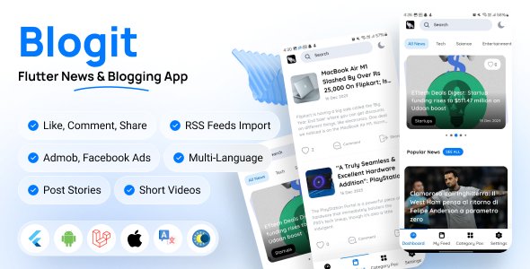Blogit News App v2.5 – Flutter News App and Website Complete Solution